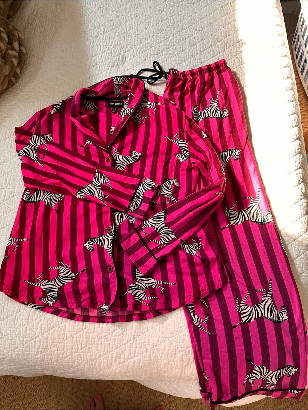 Women's Hot Pink Zebra Stripe Pajama Set